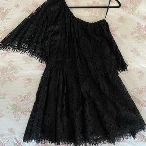 NWT Alexis lace one shoulder black dress, S